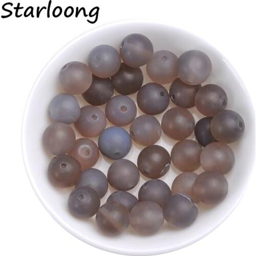 4-12mm natural stone beads Round Gorgeous Matte grey agata loose Beads For DIY Jewelry making Necklace Bracelet