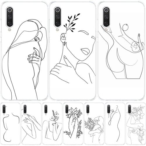 Abstract Lady Line Drawing Phone Case for Xiaomi Redmi Note 10 9 9S 8T 8 7 8A 7 7A 6 6A 9A 9C S2 K20 K30 Pro Fashion Cover Coque