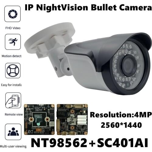NT98562+SC401AI IP Bullet Camera 4MP 2560*1440 24 LEDs IRC NightVision VMS XMEYE ONVIF Low illumination Radiator P2P RTSP