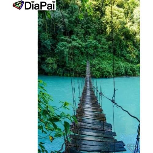DIAPAI 5D Diamond Pattern Rhinestone Needlework Diy Diamond Painting Cross Stitch "Bridge scenery" Diamond Embroidery A26627