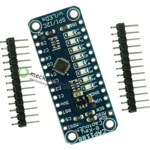 CAP1188 8 Key Capacitive Touch Sensor Module SPI I2C Captouch LED 8 Button / Key Interfaces 3V-5V for Arduino