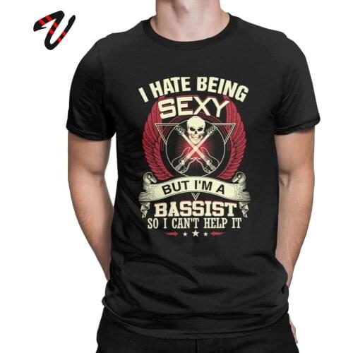 Bass Guitar T-Shirts Men Music Bass Player Bassist Tops Vintage 100% Cotton Clothes Swag Tees Hip Hop Guys Oversize T Shirt