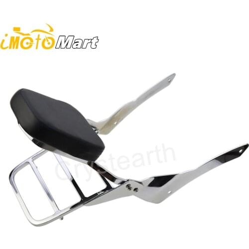 Chrome Passenger Rear Backrest Sissy Bar Luggage Rack Pad Kit For Yamaha Vstar V-Star 650 400 Classic 1998 1999 2000 2001-2014
