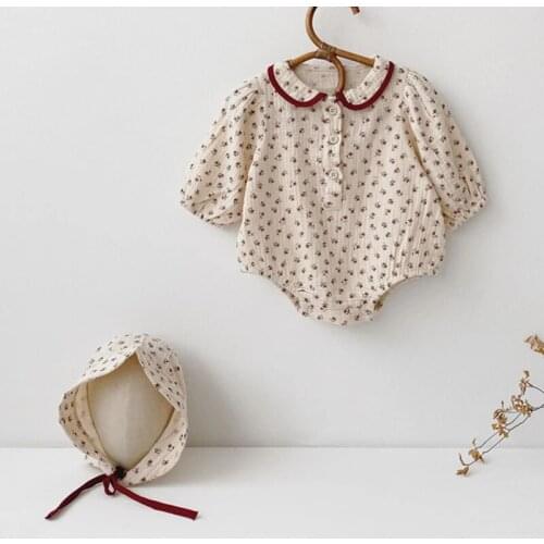 New 2020 Autumn Baby Toddler Girls Triangle Jumpsuits Newborn Baby Girls Floral Long Sleeve Clothes Rompers And Hat