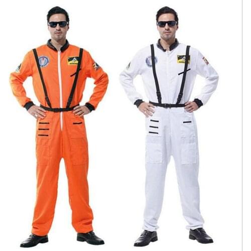 High quality Halloween Party Astronaut Costumes For Adult Men Book Week Orange White Space Flight Polit Jumpsuit Outfit