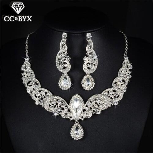 Beautiful Water Drop Fine CZ Necklace Earrings Sets for Women Bridal Jewelry Set Wedding Bijoux Femme Fashion Gift D021