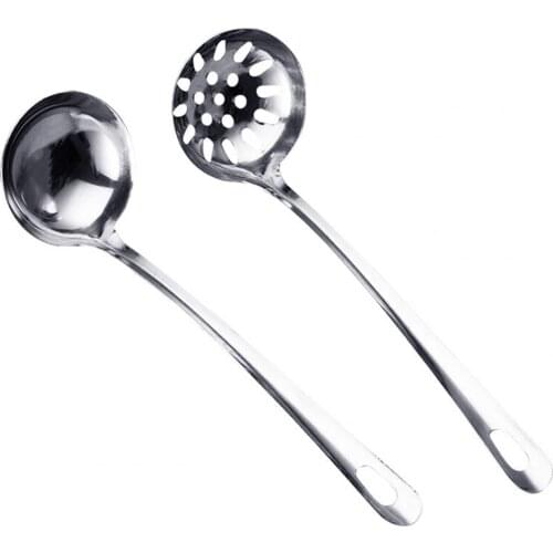Soup Ladle Colander Spoon High Temperature Resistant Long Handle Stainless Steel Hanging Hot Pot Scoop Kitchen Spaghetti Noodles