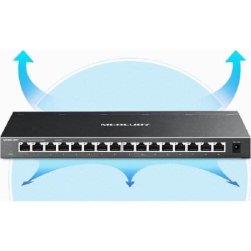 Steel/Metal cabinet 16 RJ45 Ports 1000Mbps Gigbit Ethernet Network Switch Desktop/Rackmount Design MDI/MDIX 6KV LightningProtect