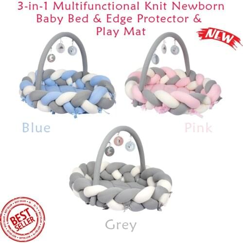 3-in-1 Multifunctional Knit Newborn Baby Bed & Edge Protector & Play Mat Free Shipping From TURKEY