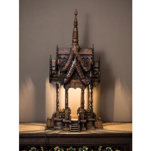 Southeast Asia Neoclassical Solid Wood Lighthouse Thailand Foyer Decorations Lamp Club Decoration Table Lamp