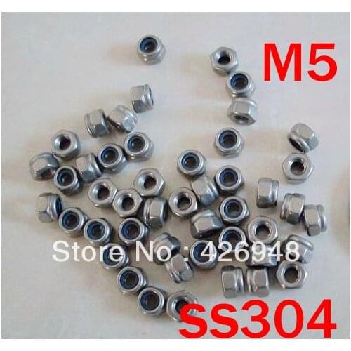 New 1000pcs M5 Stainless steel nylon lock nut SUS304 self locking nut,SS304 Non-slip nuts,DIN985 standard