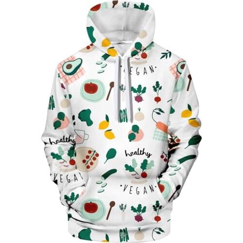 New Product 3D Vegetable Color Printing and Fleece Cosplay Male Pattern Hooded Jacket