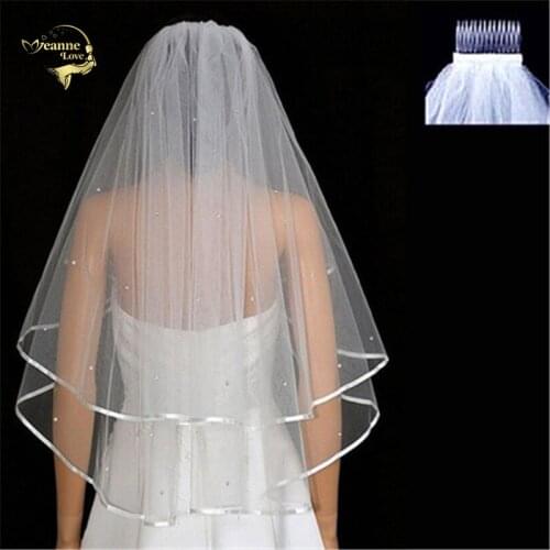 Wholesale 60cm-80cm Two Layers White Ivory Wedding Veil With Comb Sequins Bridal Veils Wedding Accessories Veu De Noiva OV4922