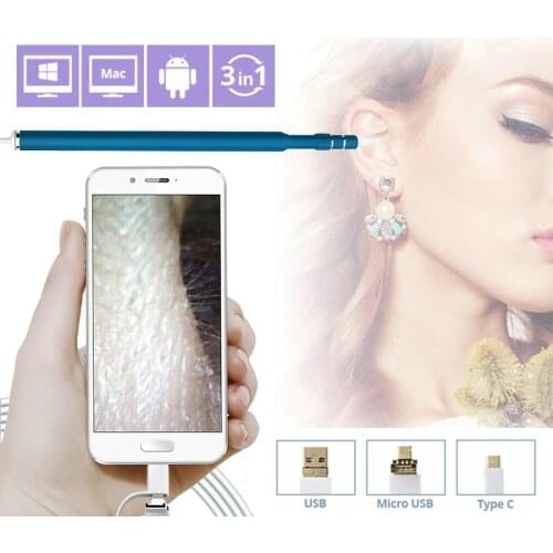 Otoscope Camera 720P Endoscope HD Visual Ear Spoon EarPick In-Ear Cleaner Camera OTG Android Cleaning Usb Endoscope Borescope