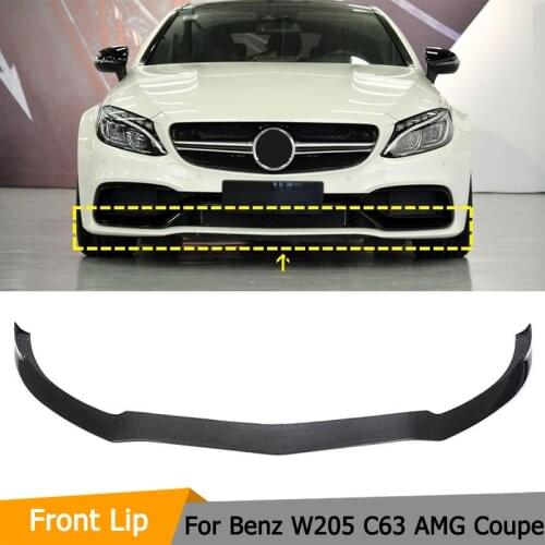 Car Front Bumper Lip Chin Spoiler for Mercedes-Benz C Class W205 C205 C63 AMG Coupe 2015-2019 Carbon Fiber Front Lip Chin