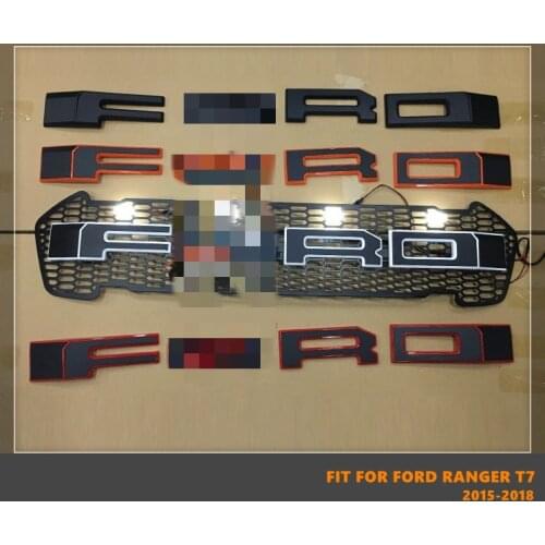 Good Quality ABS Front Middle Grill Racing Grills With LED Lights Fit For Ford Ranger T7 2015-2018