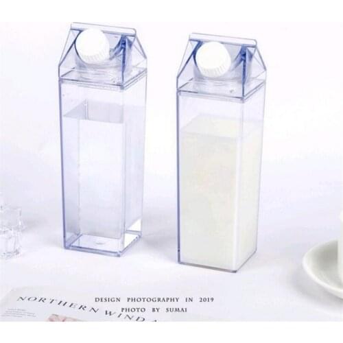 500ml Plastic Clear Milk Carton Water Bottle New Reusable Juice Transparent Sport Leakproof Cup2020 Box Milk Drinking Water S8H9