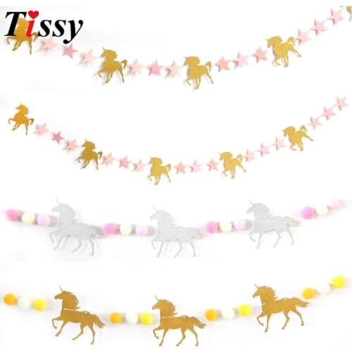 1set DIY Unicorn Banners Party Garlands Decor Happy Birthday Baby Showers Party Decoration Kids Room Hanging Background Supplies