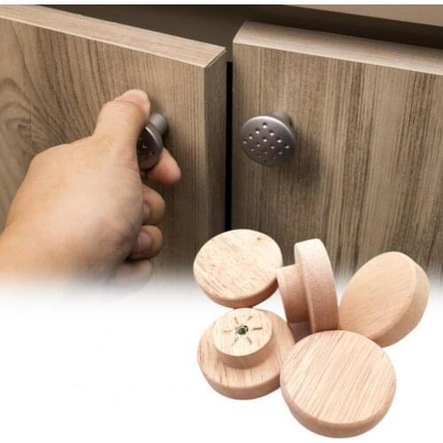 Durable Sturdy 10Pcs Drawer Knobs Round Easy Installation Rubber Wood Mini Wooden Furniture Door Pull Knobs for Drawers