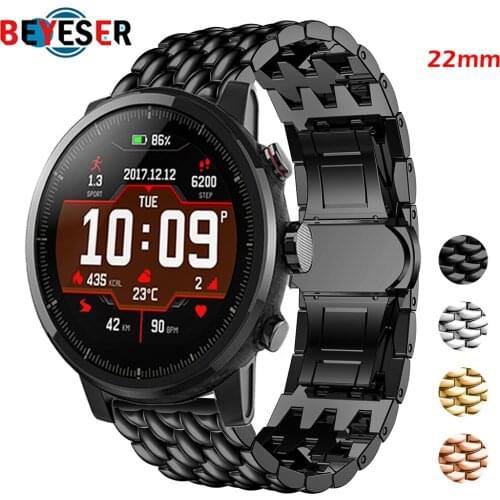 22MM Stainless Steel Straps For Xiaomi Huami Amazfit Stratos 3 2/2S Smart Watch Band Replace Bracelets For Amazfit Pace GTR 47MM