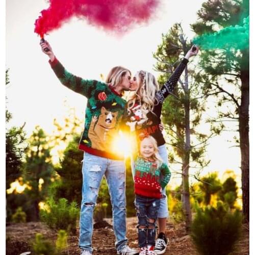 Christmas Sweaters Family Clothes Dad Mother And Daughter Matching Outfits Printing Knitting Tops Novelty New Year Family Look