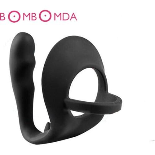 Silicone Male Prostate Massage Scrotum Ring Cock Ring Butt Plug Massager Men Penis Stimulation Erotic Sex Products