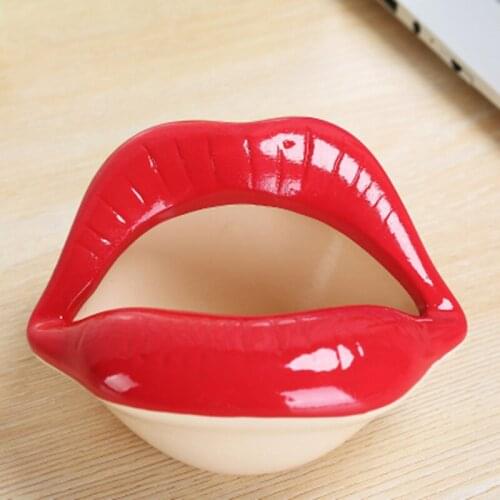 Cute Lips Ashtray Creative Planter Fashion Mouth Ceramic Ashtray Cigarette Accessories Gift For Boyfriend Girlfriend Gift