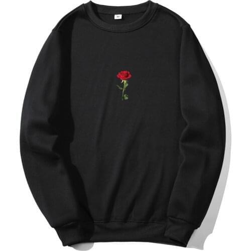 2021 O-Neck Hoodie Rose Flower Printing Print Men Women Sweatshirts Unisex Fashion Tops Harajuku Hip Hop Japanese Pullover Tops