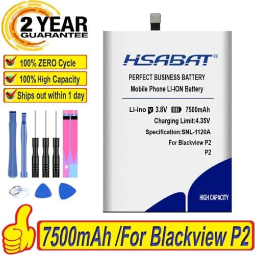 HSABAT Top Brand High quality 7500mAh Battery for Blackview P2 P2 Lite 5.5 inch