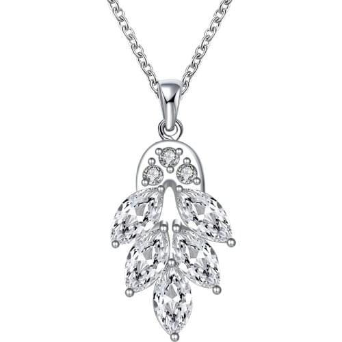 ZEMIOR Romantic Leaf Pendant Necklaces For Women Shine 5A Clear Cubic Zirconia Plant Necklace Anniversary Fashion Jewelry Gift
