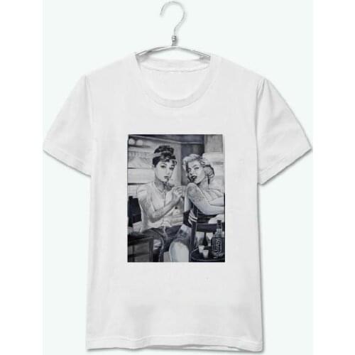 Women Tshirt Tattoo Print Casual Cotton Funny Top Tee Whtie Hipster Plus Size Drop Ship HH305-145