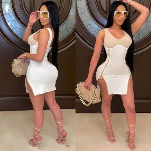 SUJYing Sexy Summer Zippered Slit Dress