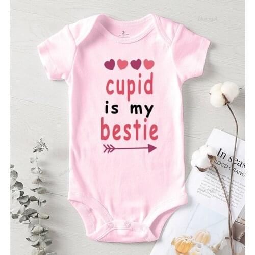 Love Print Cupid Is My Bestie Newborn Baby girl clothes Toddler Girl Winter Costume Autumn Jumpsuit Girls Outfits Romper