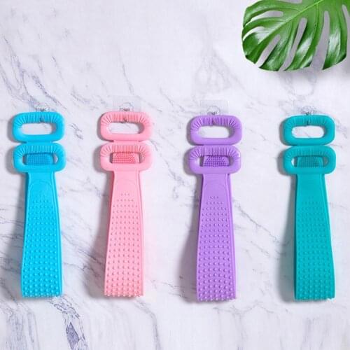 1PC Silicone Shower Double-Sided Long Handle Pull Back Strip Bath Towel Home Silicone Scrub Body Skin Bathroom Bathing Tape