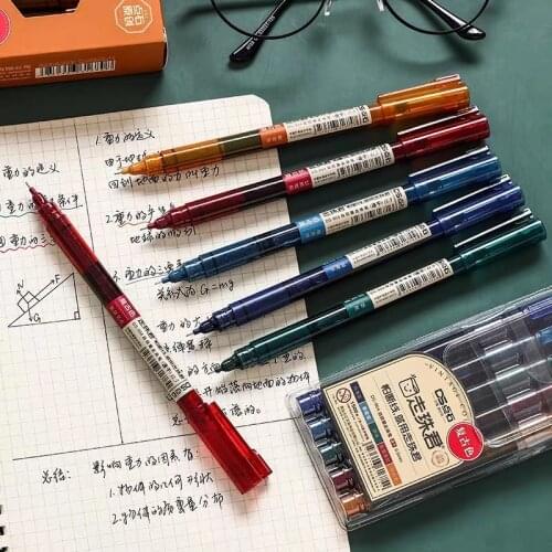 12pcs/lot Vintage Color Gel Pen High Capacity Straight Liquid Rollerball Pens 18 Colors Available 0.5mm Needle Tip DS-904