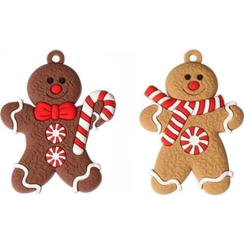 12pcs Gingerbread Man Christmas Tree Ornaments Xmas Soft PVC Living Room Decorating Tools Festival Home Decoration