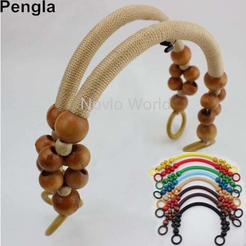 2-10-30pcs Fashion Support mixed 9Colors Wooden Beads Rope Handles For Handmade bags Factory Sell Fashion Bead Rope Bag Handle