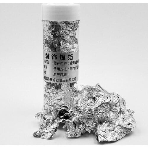 2g/Jar Silver Foil Paper Safety Decoration for Cake Ice Cream Drinks Food Dessert Home Bar Restaurant