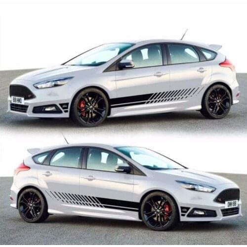 2pcs/set 2M Car Sticker Sports Racing Stripe Decoration Stickers Waterproof Self-adhesive Auto Car Body Side Door Vinyl Decals