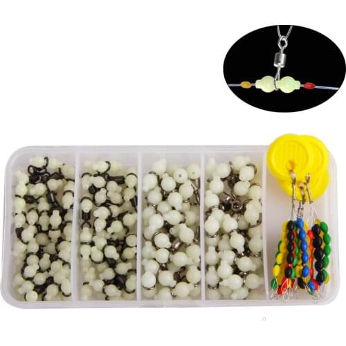 220Pcs/box Luminous 3 way Rolling Swivel for fishing string hook with float stoppers Fishing Accessories tools