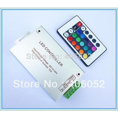 4pcs/lot Aluminum Shell IR 24 Key Led Controller and RGB 12v 24v Module for 5050/3528 Led Strip Light DC 144 10 Common Anode