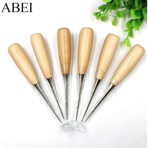 5pcs/lot Quality Awl Leather Hole Puncher Positioning Drill Tools Wood Handle Stitching DIY Tailor Tools Sewing Accessories