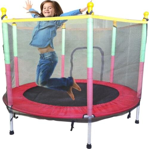 55 Inch Mesh Trampoline Children Safty Protective Fence Jumping Bed Toy Fitness Entertainment Durable Trampoline for Kids Age 3