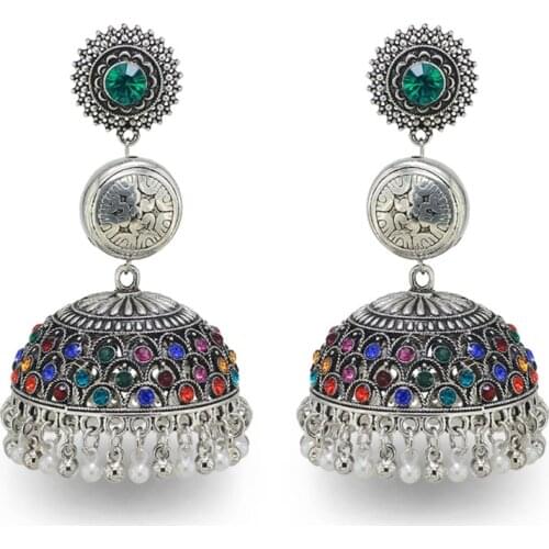 Boho Afghan Ethnic Drop Earrings For Women Pendient Gyspy Silver Color Bell Ladies Indian Earring Jewelry