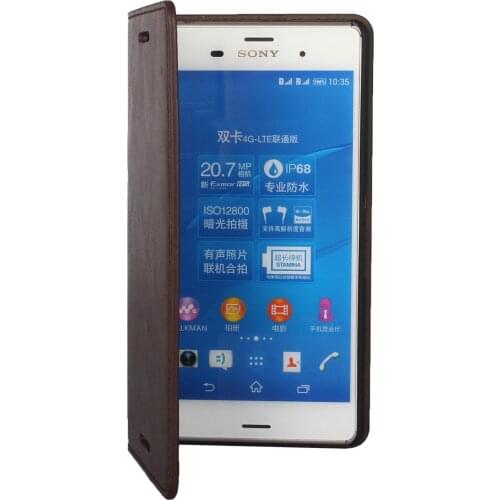 For Sony Xperia Z3 Genuine Leather cover case For Sony Xperia Z3 D6603 D6633 Flip case card holder Cowhide bags Luxury