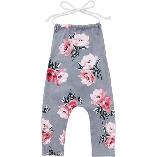 Citgeett Summer Sleeveless Toddler Baby Kids Girl Flower Backless Halter Romper Jumpsuit Playsuit Casual Cute Clothes