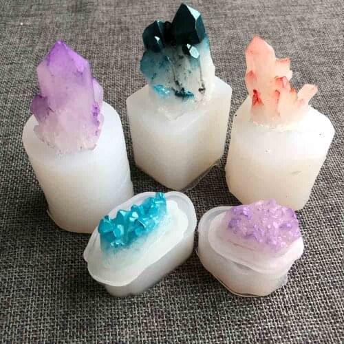 Aouke Crystal Cluster Silicone Mould DIY UV Resin Decorative Craft Jewelry Making Mold Epoxy Resin Molds for Jewelry