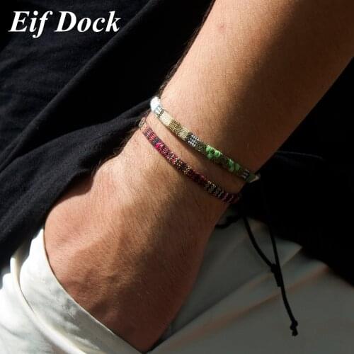 Eif Dock Bohemian Handmade Rainbow Color Lucky Cotton Rope Stackable Bracelet Female Sunshine Beach Surfing Jewelry Gift