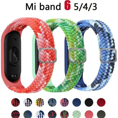 Elastic Nylon Strap For Mi Band 6 Adjustable Braided Bracelet Mi5 Mi4 Mi3 Replaceable Wristband for xiaomi Mi band 4 3 5 6 Strap