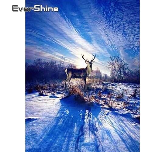 EverShine 5D Diamond Painting Deer Picture Rhinestones Full Display Diamond Mosaic Winter Animals Cross Stitch Bead Embroidery